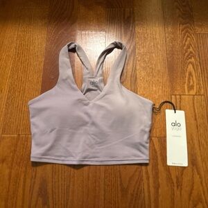 Alo Yoga Lilac V-Neck Racerback Sports Bra